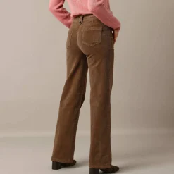 Pantalon large droit, velours côtelé