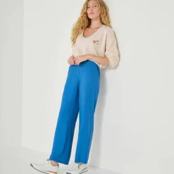 Pantalon large effet matière
