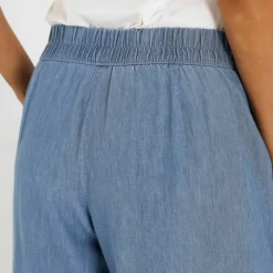 Pantalon large en jean léger, taille élastiquée