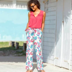 Pantalon large fluide, imprimé