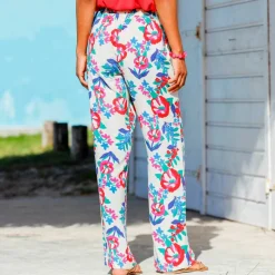 Pantalon large fluide, imprimé