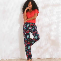 Pantalon large fluide, imprimé