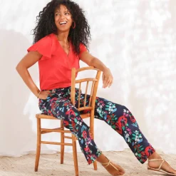 Pantalon large fluide, imprimé