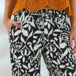 Pantalon large fluide, imprimé bicolore