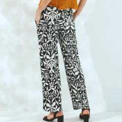 Pantalon large fluide, imprimé bicolore