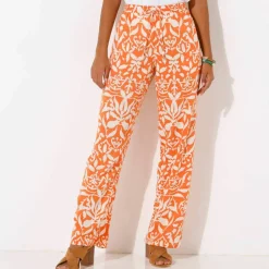 Pantalon large fluide, imprimé bicolore