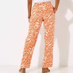 Pantalon large fluide, imprimé bicolore