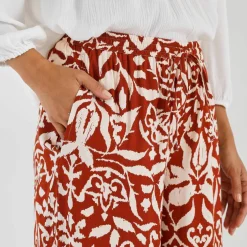 Pantalon large fluide, imprimé bicolore
