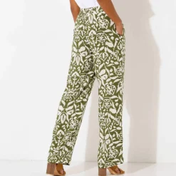 Pantalon large fluide, imprimé bicolore