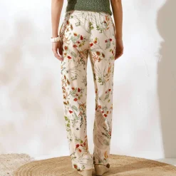 Pantalon large fluide, imprimé fleuri