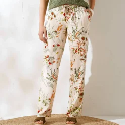 Pantalon large fluide, imprimé fleuri