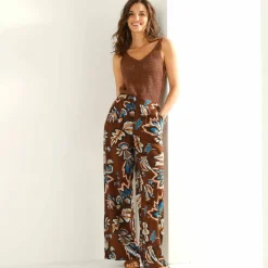 Pantalon large fluide, imprimé XXL
