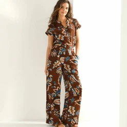 Pantalon large fluide, imprimé XXL