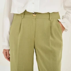 Pantalon large fluide, lin mélangé