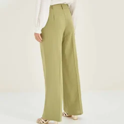 Pantalon large fluide, lin mélangé