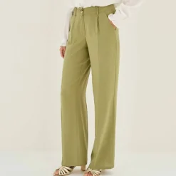 Pantalon large fluide, lin mélangé