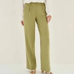 Pantalon large fluide, lin mélangé