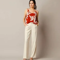 Pantalon large fluide, lin mélangé