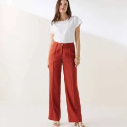Pantalon large fluide, lin mélangé