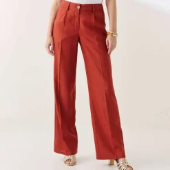 Pantalon large fluide, lin mélangé