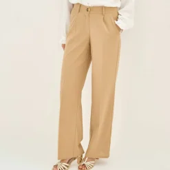 Pantalon large fluide, lin mélangé