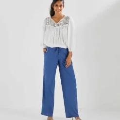 Pantalon large fluide uni