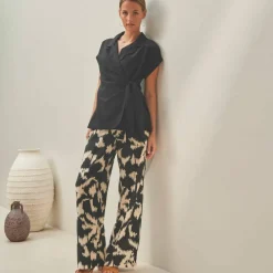 Pantalon large, imprimé
