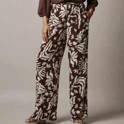 Pantalon large imprimé en crépon