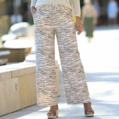 Pantalon large imprimé, taille élastiquée