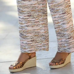 Pantalon large imprimé, taille élastiquée