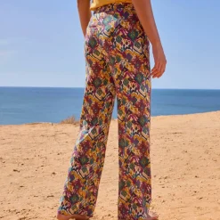 Pantalon large imprimé, taille élastiquée