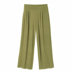 Pantalon large 7/8ème, taille élastiquée, maille unie