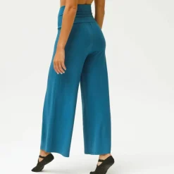 Pantalon large 7/8ème taille élastiquée uni