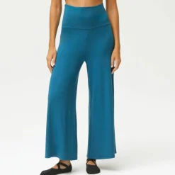 Pantalon large 7/8ème taille élastiquée uni