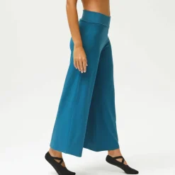 Pantalon large 7/8ème taille élastiquée uni