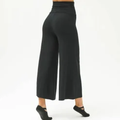 Pantalon large 7/8ème taille élastiquée uni