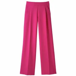 Pantalon large à pinces taille haute, uni