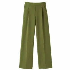 Pantalon large à pinces taille haute, uni