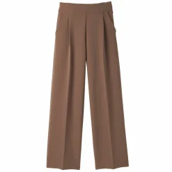 Pantalon large à pinces taille haute, uni