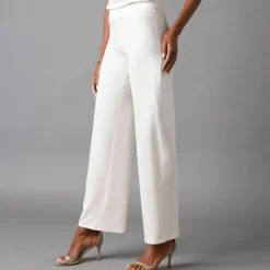 Pantalon large stretch, taille élastiquée