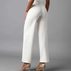 Pantalon large stretch, taille élastiquée