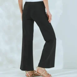 Pantalon large stretch, taille élastiquée