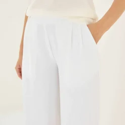 Pantalon large taille haute à enfiler, crêpe fluide