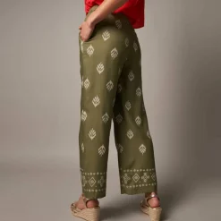 Pantalon large taille haute, viscose imprimée