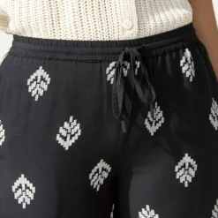 Pantalon large taille haute, viscose imprimée