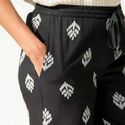 Pantalon large taille haute, viscose imprimée