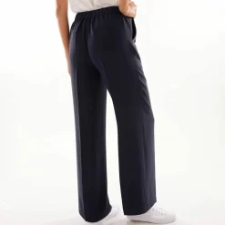 Pantalon large taille élastiquée, crêpe