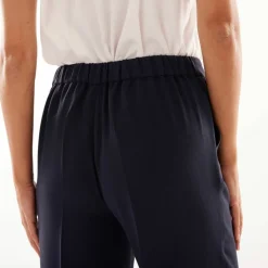 Pantalon large taille élastiquée, crêpe