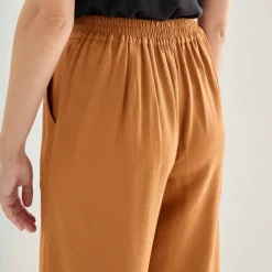 Pantalon large viscose/lin