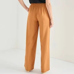 Pantalon large viscose/lin